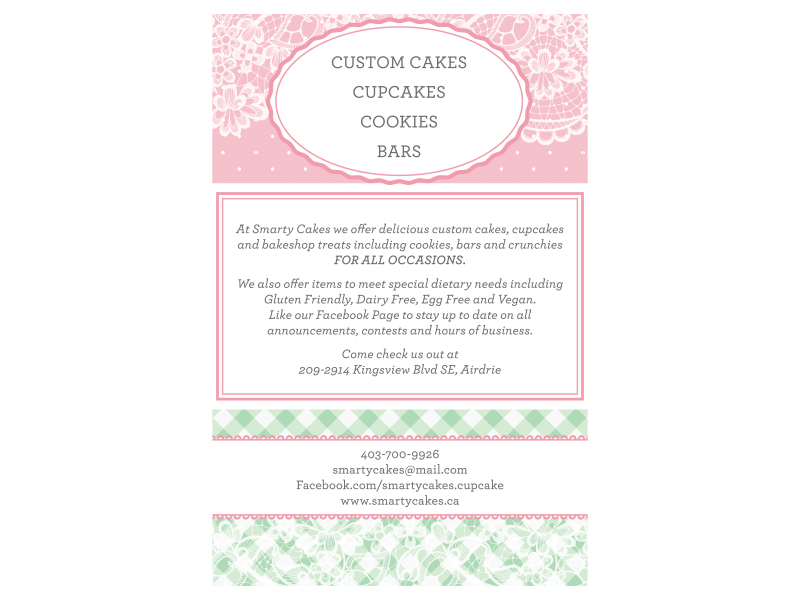 Smarty Cakes Postcard Back