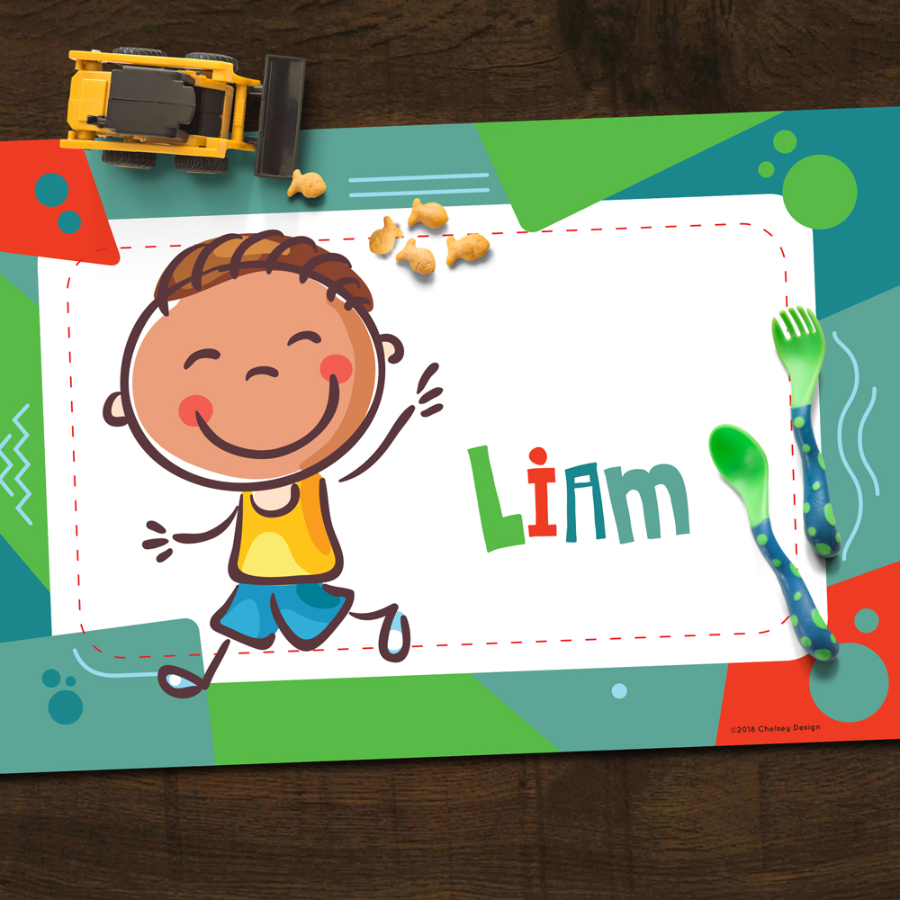 Green Funky Letter Personalized Placemat