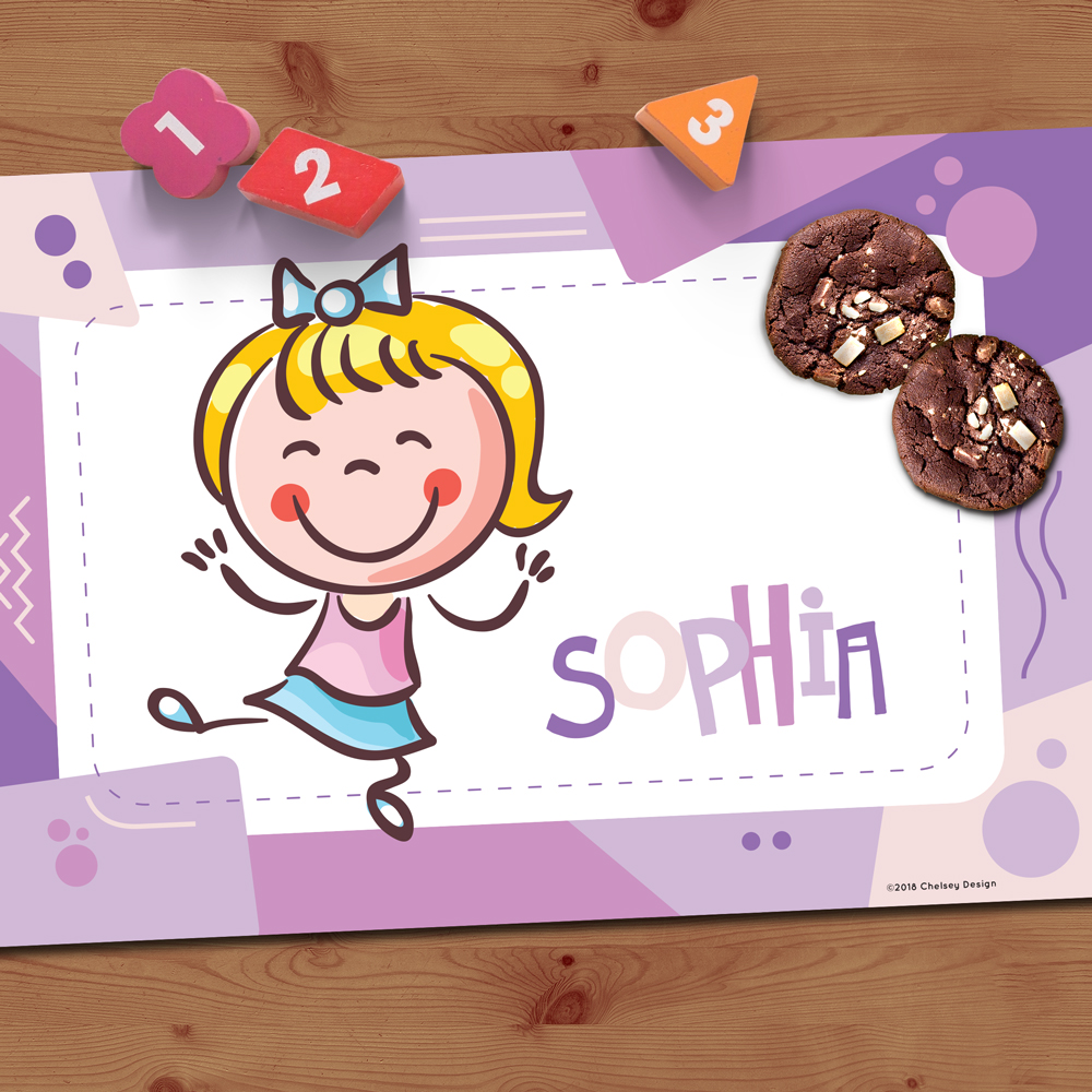 Purple Funky Letter Personalized Placemat