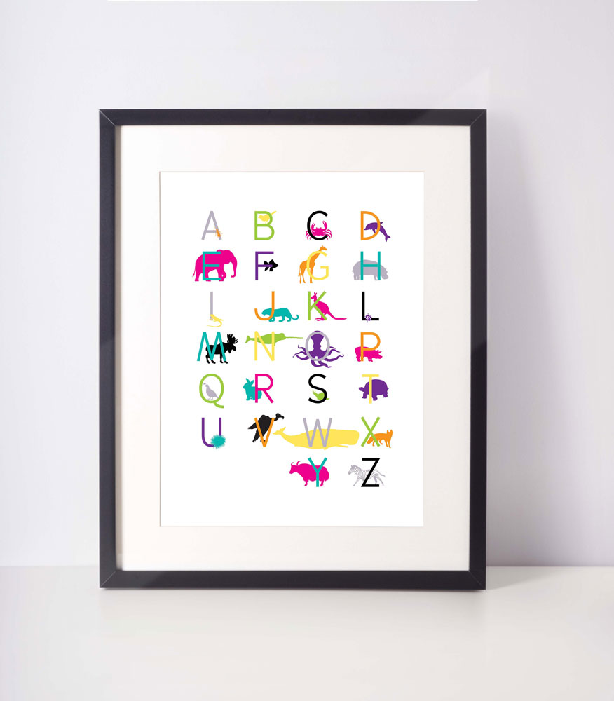 Clever Kidz Animal Alphabet Large Colourful Wall Poster Size 745mm x 500mm 