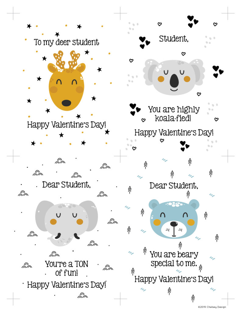 Valentines for Student Cute Animal 1