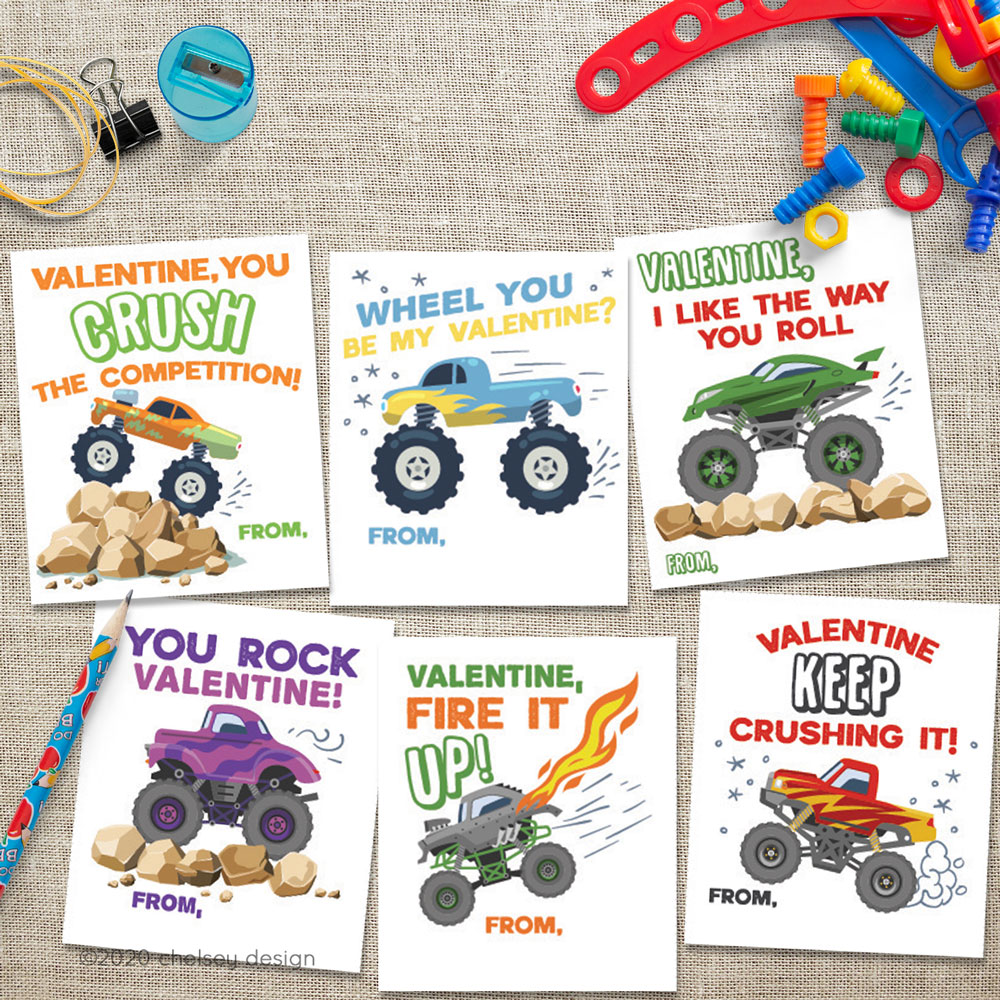 Monster Truck Valentines