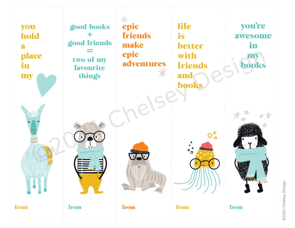 Animal Valentine Bookmarks