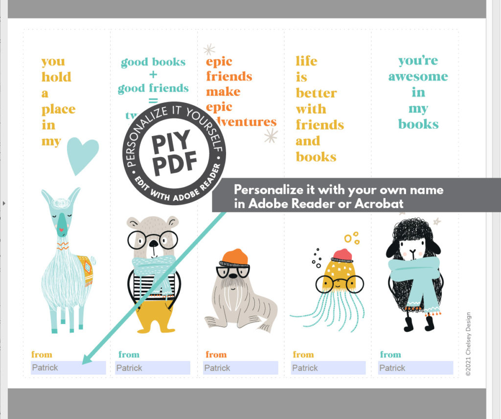 Animal Valentine Bookmarks