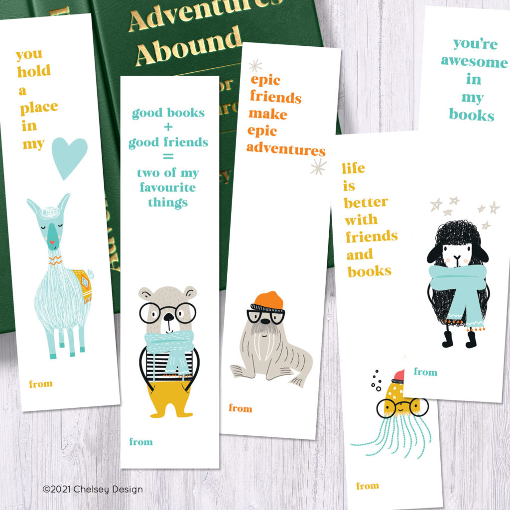 Animal Valentine Bookmarks Scene
