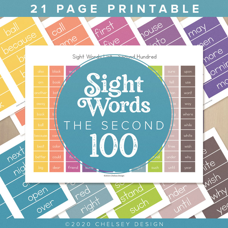 Sight Words Second 100 Printable 2